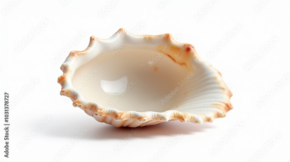 Empty seashell isolated on white background for decorative purposes