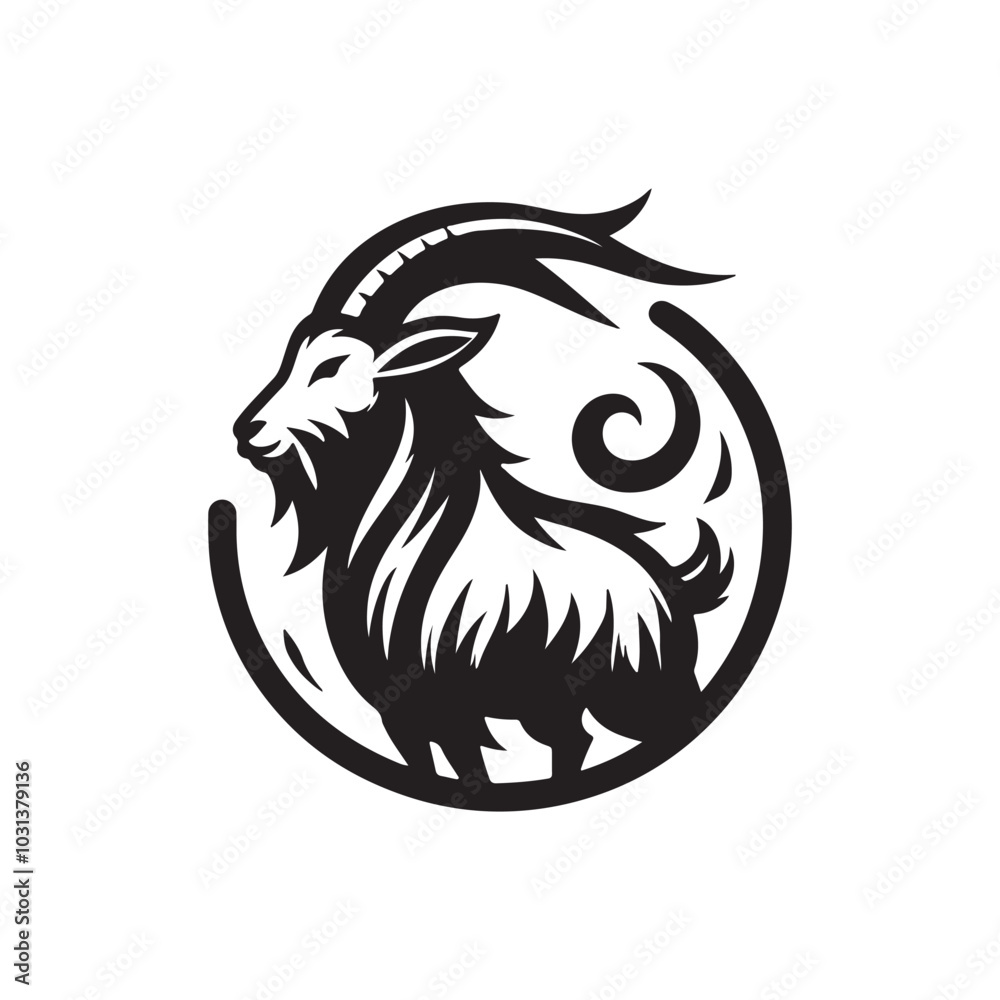 Fototapeta premium a goat logo icon silhouette vector design illustration isolated on white background