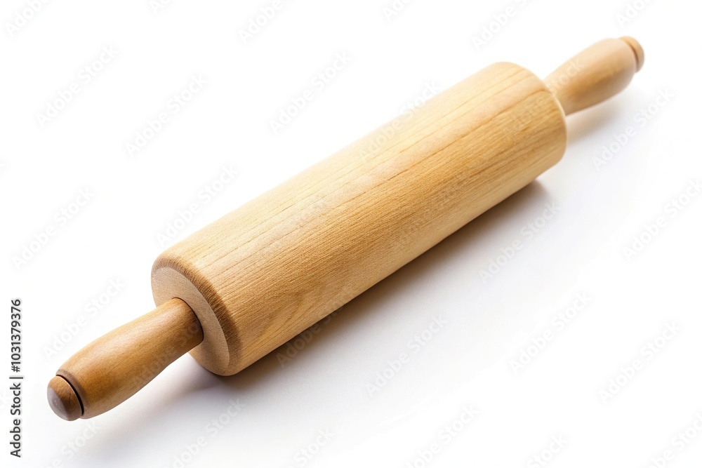 Closeup of rolling pin on white background Closeup of rolling pin on white background