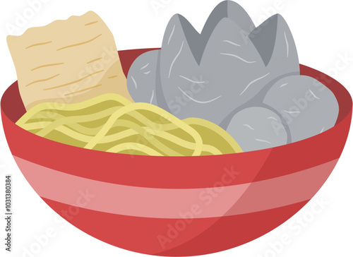 Indonesian traditional food bakso. Street food. Vector format file