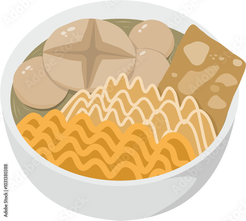 Indonesian traditional food bakso. Street food. Vector format file