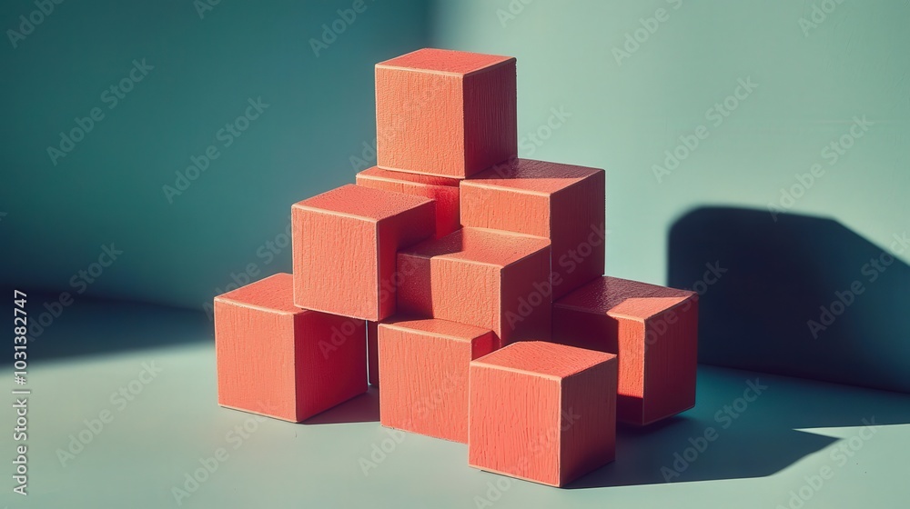Arrangement of colorful blocks in an artistic composition Arrangement of colorful blocks in an artistic composition