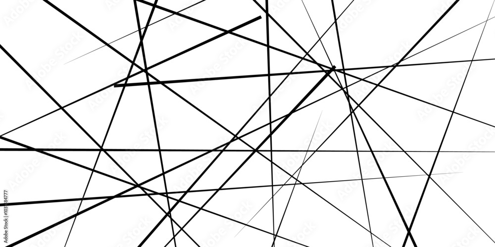 Fototapeta premium Random chaotic lines. Abstract geometric pattern. Outline monochrome texture. Trendy random diagonal lines image. Random chaotic lines. Abstract