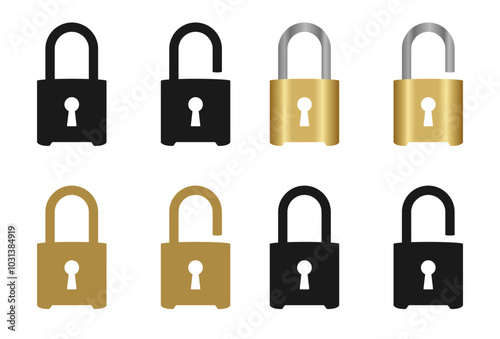 Lock icon set. locked and unlocked icon , privacy, secure, private, security icons - padlock icon button - Keyhole icon