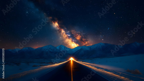 A serene road leads to moun...
