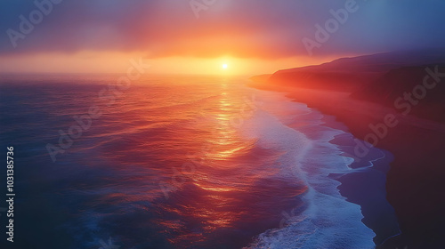 Serene sunset over the ocea...