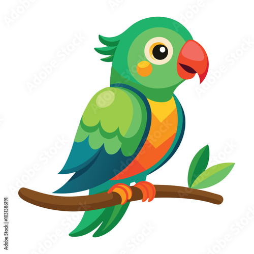 cartoon parrot on branch