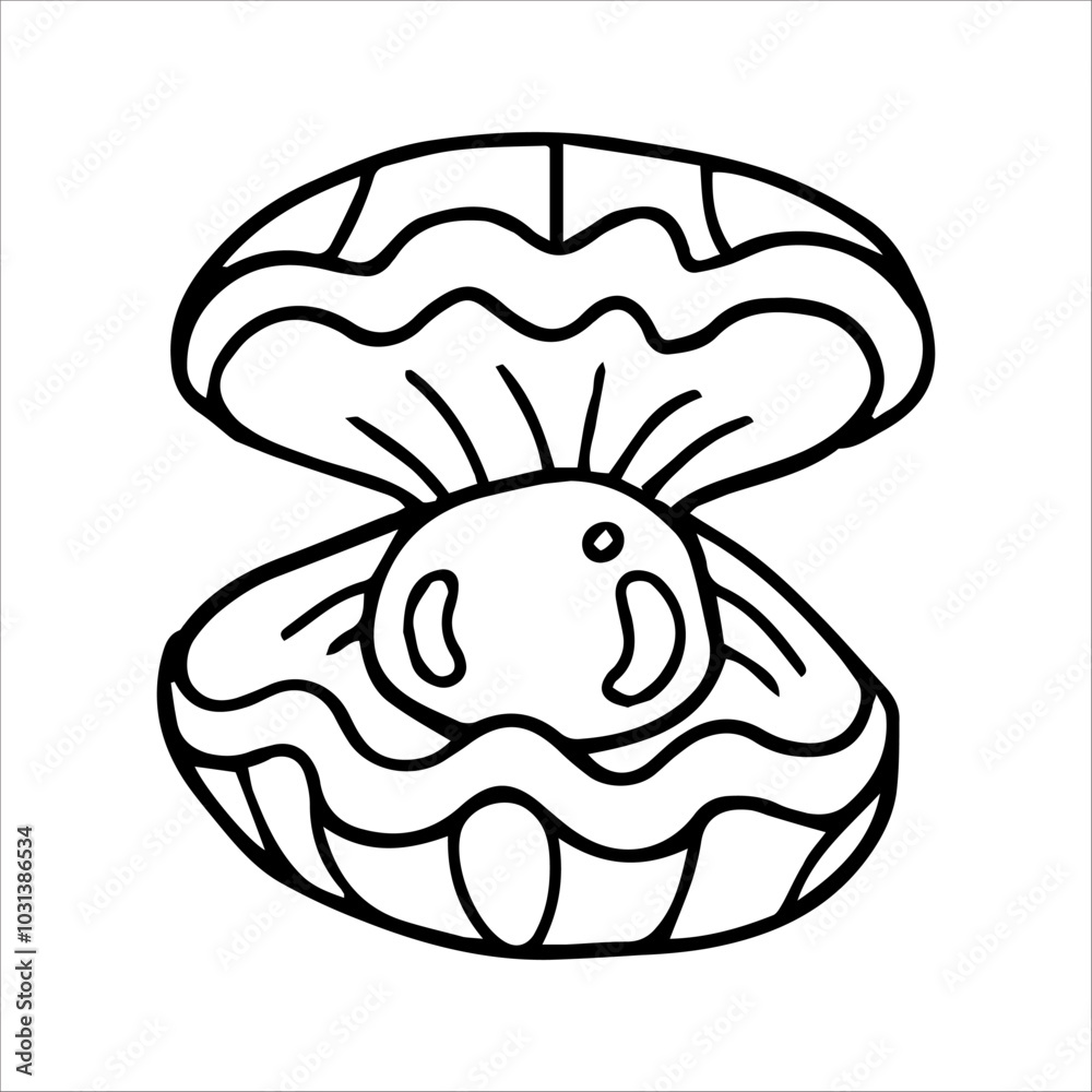 Illustration Shell Line Art Coloring Page Illustration Shell Line Art Coloring Page