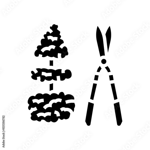 topiary shaping garden maintenance glyph icon vector. topiary shaping garden maintenance sign. isolated symbol illustration