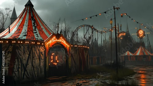 Abandoned Carnival in the Rain