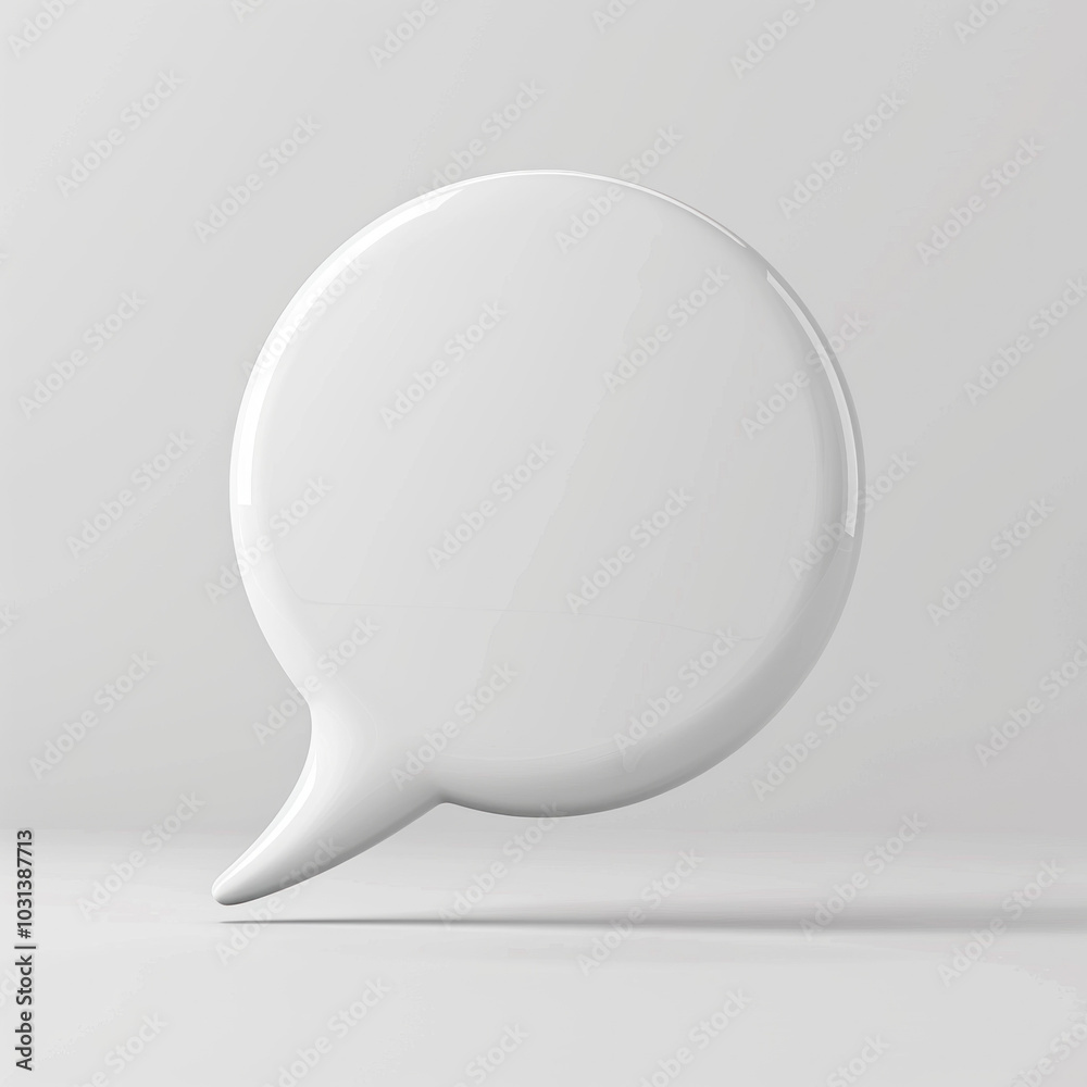 A white speech bubble with shadow on the floor. A white speech bubble with shadow on the floor.
