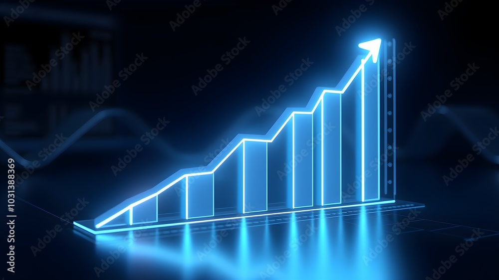 Business Performance Growth Chart with Futuristic Glow Business Performance Growth Chart with Futuristic Glow