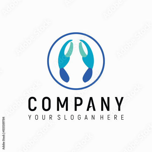 blue shrimp logo design element vector template