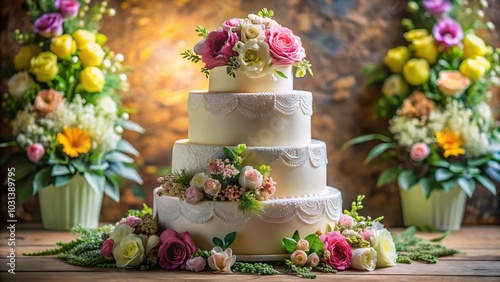 Elegant Wedding Cake Decorated with Fresh Flowers for Stunning Celebrations