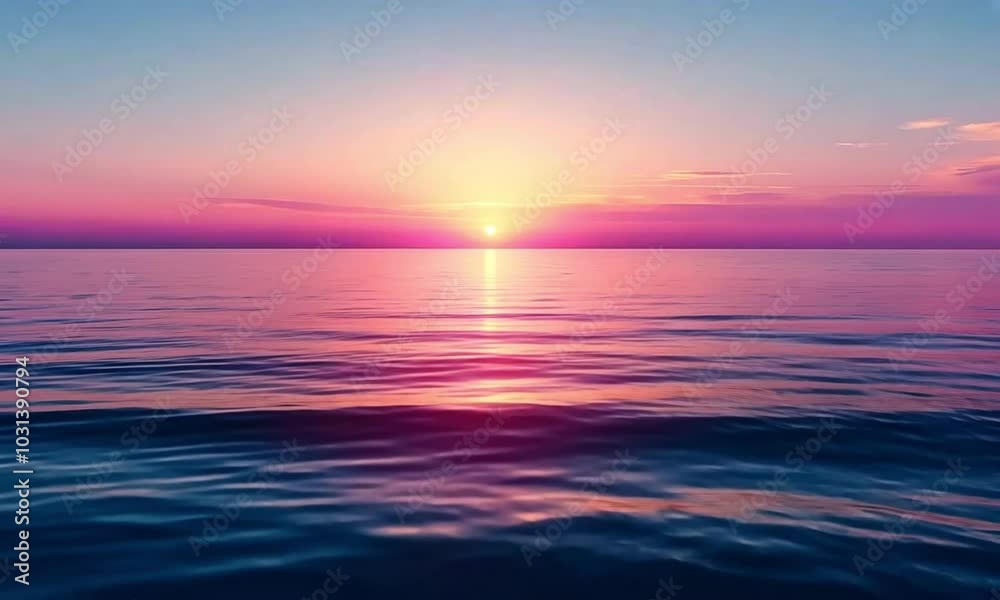 A serene sunset over calm ocean waters, creating a peaceful and tranquil atmosphere. A serene sunset over calm ocean waters, creating a peaceful and tranquil atmosphere.