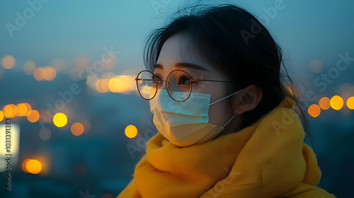 A woman in a mask and yello...