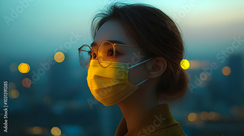 A woman wearing glasses and...