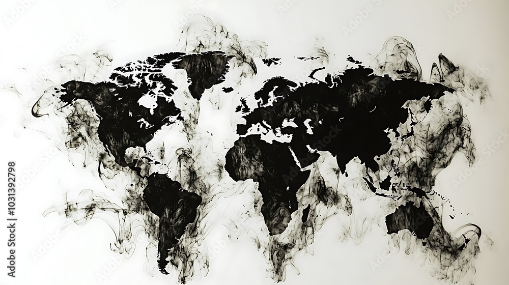 Fototapeta premium World Map Smoke Abstract Art