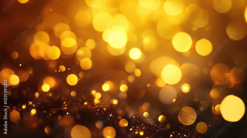 Abstract golden bokeh lights glowing softly, ideal for adding a dreamy and romantic feel to your project. Abstract golden bokeh lights glowing softly, ideal for adding a dreamy and romantic feel to your project.