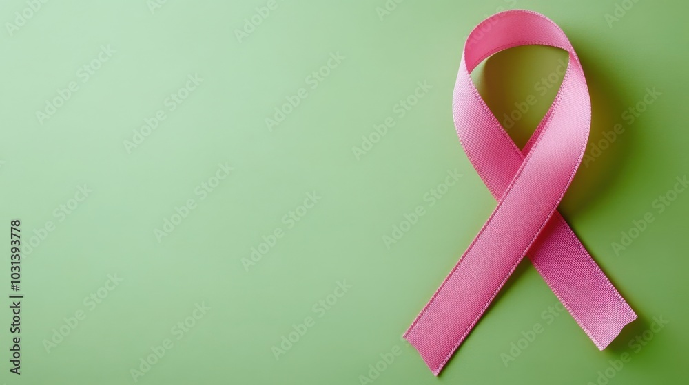 Cancer awareness ribbon in soft pink against a lively green background, symbolizing strength, hope, and community. Cancer awareness ribbon in soft pink against a lively green background, symbolizing strength, hope, and community.