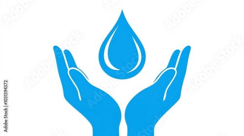 Hands holding a droplet symbolizing water conservation and the importance of hydration photo