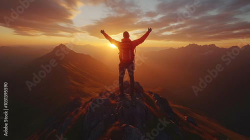 A person on a mountain peak...
