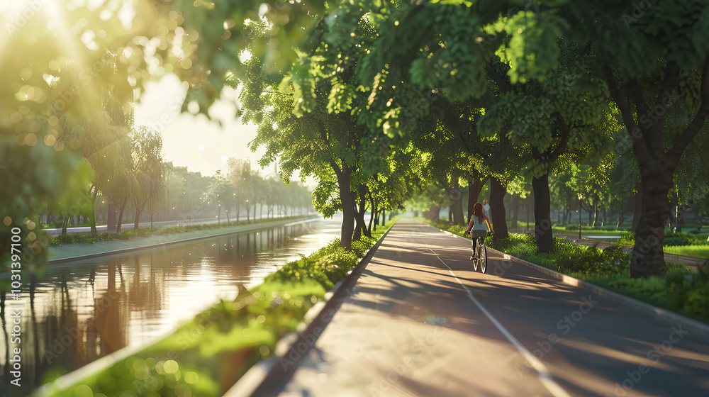 people are cycling on the river bank people are cycling on the river bank