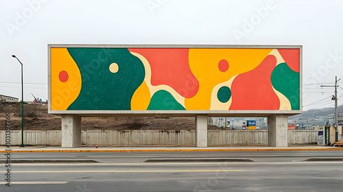 A colorful mural on a billb...