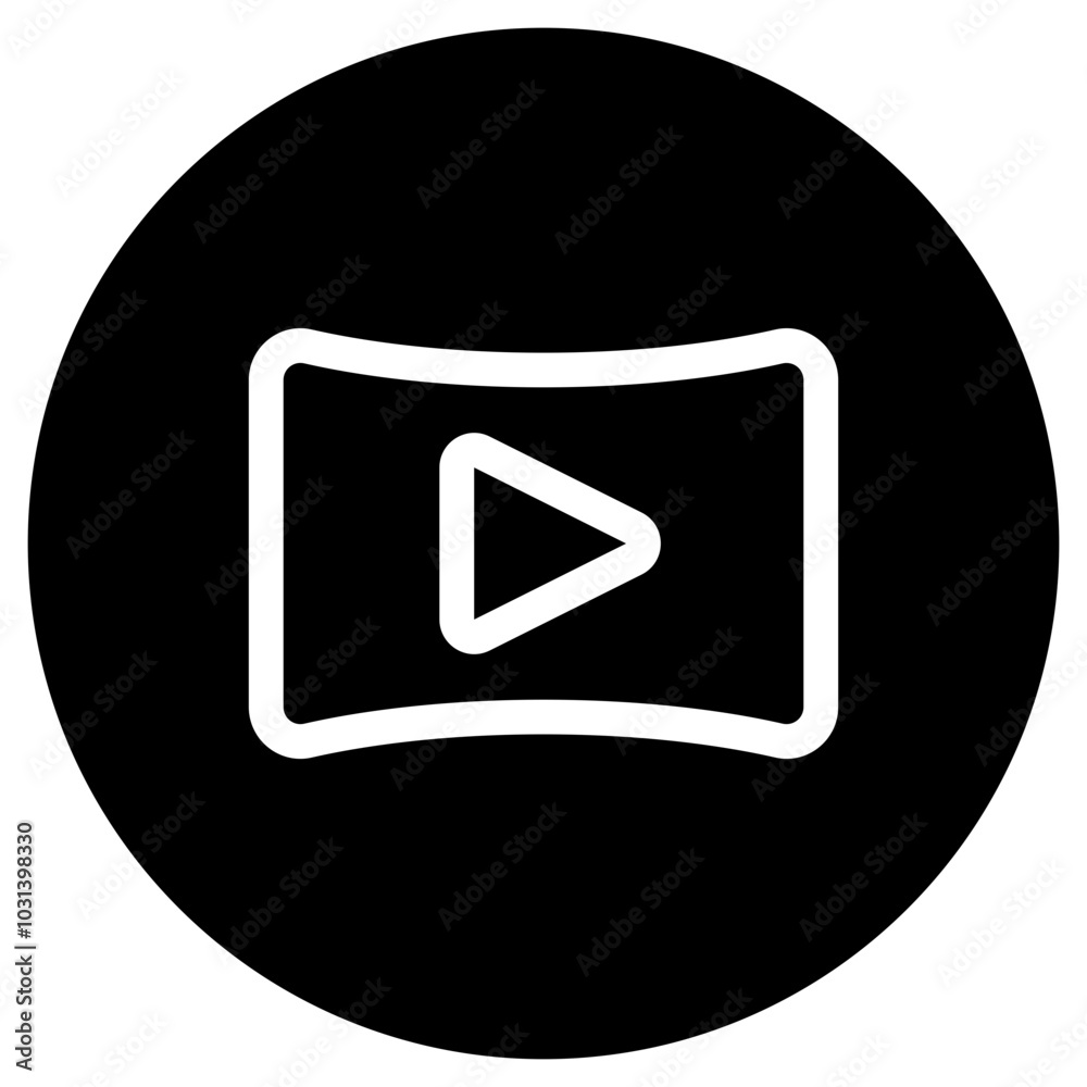 Editable curved wide screen, play video vector icon. Movie, cinema, entertainment. Part of a big icon set family. Perfect for web and app interfaces, presentations, infographics, etc