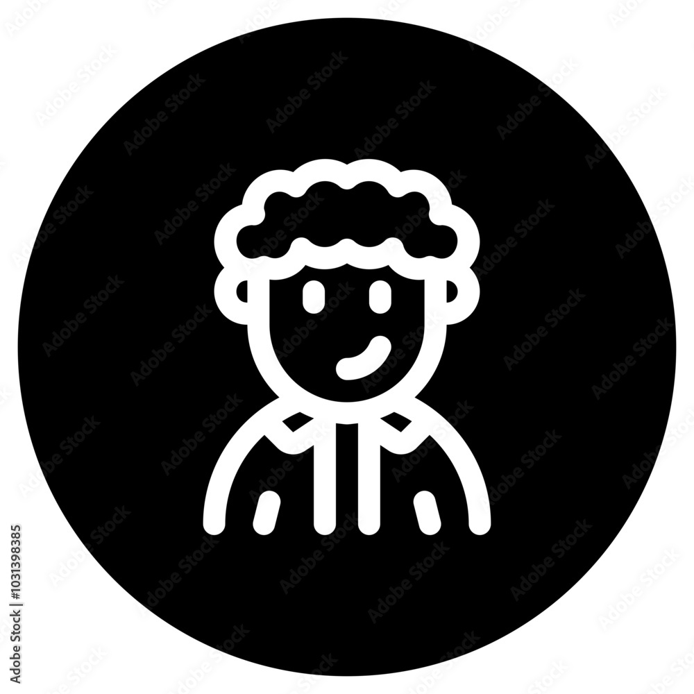 Editable person with curly hair avatar vector icon. User, profile, identity, persona. Part of a big icon set family. Perfect for web and app interfaces, presentations, infographics, etc Editable person with curly hair avatar vector icon. User, profile, identity, persona. Part of a big icon set family. Perfect for web and app interfaces, presentations, infographics, etc
