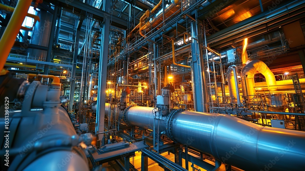 An industrial factory filled with complex systems, from boilers to furnaces, operating non-stop to meet production targets