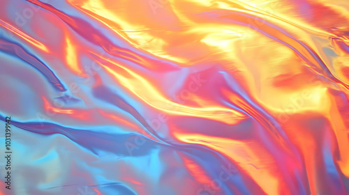 Colorful, flowing satin fab...