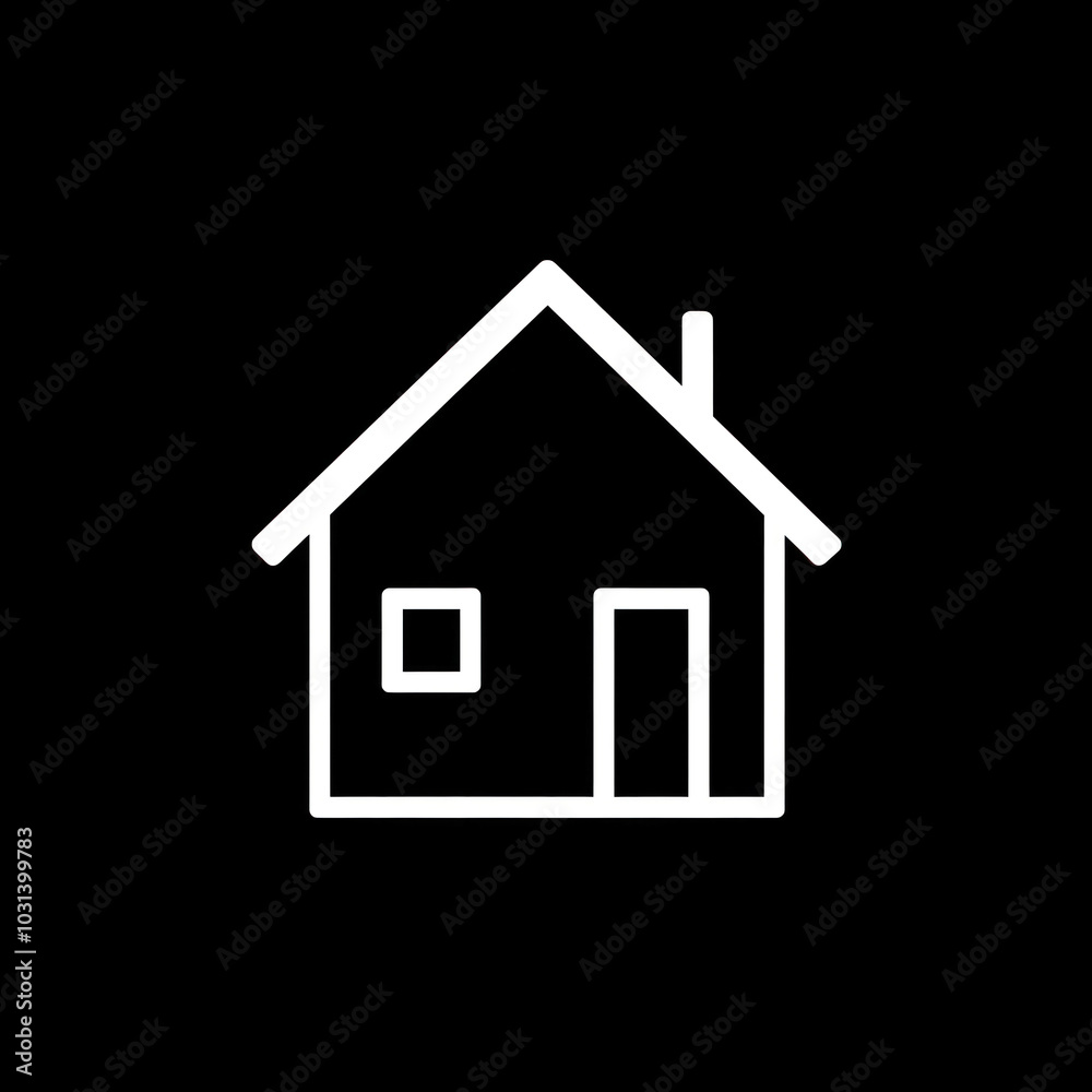 House icon on a vibrant blue background. White silhouette with black outline, symbolizing a simplistic and modern design. House icon on a vibrant blue background. White silhouette with black outline, symbolizing a simplistic and modern design.