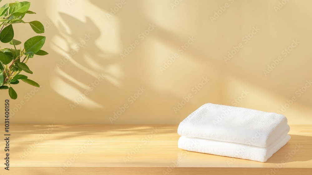 Relaxing spa experience with immaculately folded towels in a tranquil environment Relaxing spa experience with immaculately folded towels in a tranquil environment