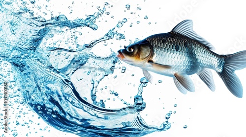 A Water Animal on White Background Image - a charming and engaging visual. The water animal on a pristine white background creates an appealing and interesting scene.