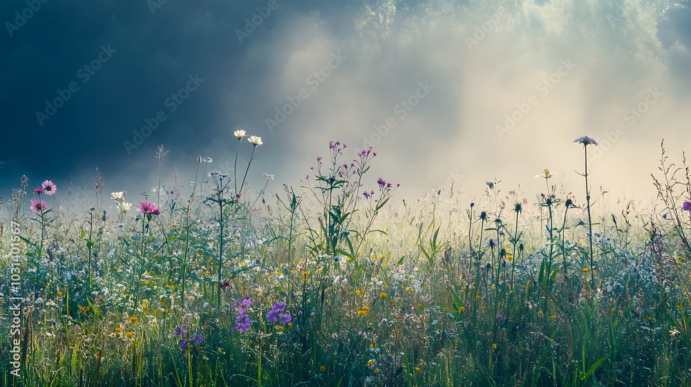 Fototapeta premium Misty Meadow at Dawn