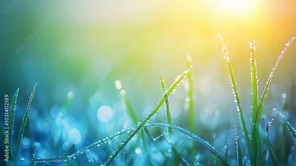 Sparkling Morning Dew on Grass Blades