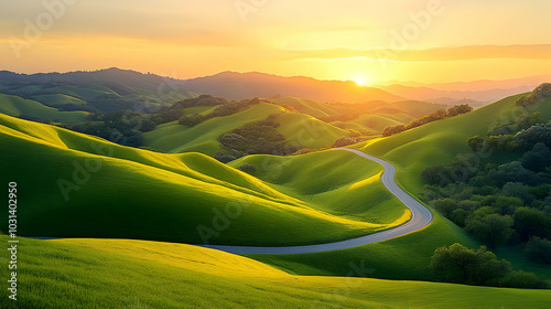 Serene landscape with rolli...