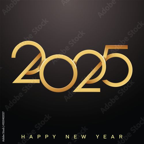Wallpaper Mural Minimalistic Golden 2025 Happy New Year Modern Design Greeting. Vector Torontodigital.ca