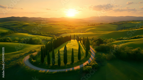 Serene sunset over rolling ...