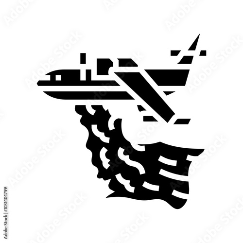 firefighting plane wildfire disaster glyph icon vector. firefighting plane wildfire disaster sign. isolated symbol illustration