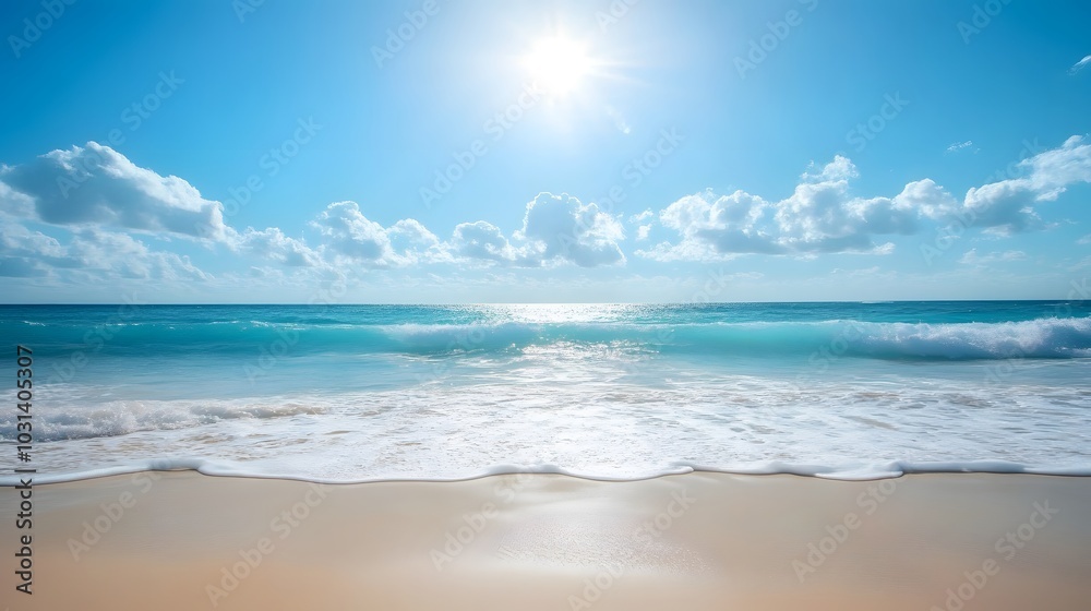 Tropical Sun Over White Sand Beach