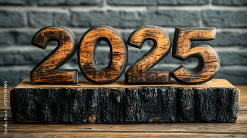 Wooden numbers "2025" displ...