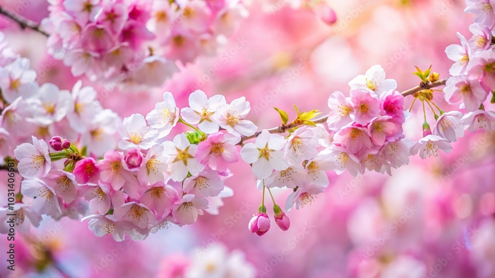 Fototapeta premium Panoramic cherry blossom background