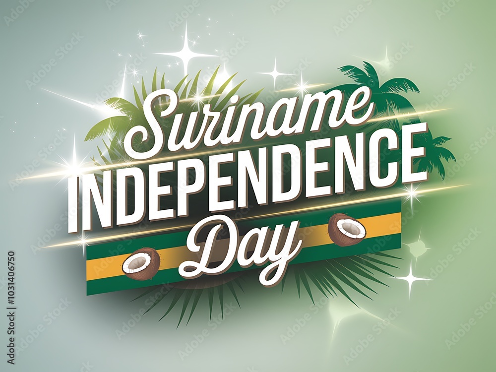 Obraz premium Suriname Independence Day Celebration with Palm Trees and Coconuts