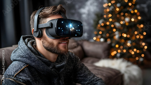 A man enjoying virtual real...