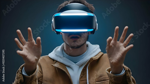 A person wearing a virtual ...
