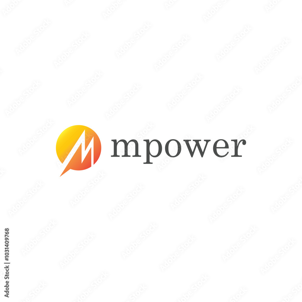 Letter M shape lightning logo with circle background Letter M shape lightning logo with circle background