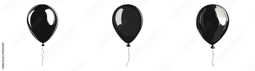Black balloon isolated on transparent PNG background, perfect for party invitations or Halloween designs Black balloon isolated on transparent PNG background, perfect for party invitations or Halloween designs