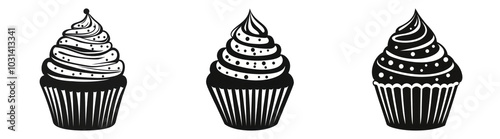 Cupcake with frosting isolated on transparent PNG background, ideal for dessert-themed designs or bakery ads